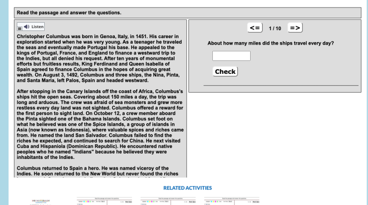 Baseline assessment the legend of christopher columbus